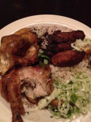 Roasted Chicken w/Brown Rice, Jalapeno Slaw and Plantains